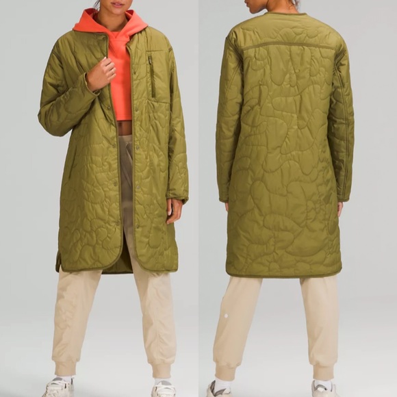 Sold Lululemon Insulated Quilted Long Bomber - Juniper Green - Picture 2 of 10